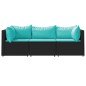vidaXL Set de muebles de jardín 3 pzas y cojines ratán sintético negro vidaXL Set de muebles de jardín 3 pzas y cojines ratán sintético negro