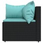 vidaXL Set de muebles de jardín 3 pzas y cojines ratán sintético negro vidaXL Set de muebles de jardín 3 pzas y cojines ratán sintético negro