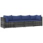 vidaXL Set de muebles de jardín 4 pzas y cojines ratán sintético gris vidaXL Set de muebles de jardín 4 pzas y cojines ratán sintético gris