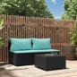 vidaXL Set de muebles de jardín 3 pzas y cojines ratán sintético negro vidaXL Set de muebles de jardín 3 pzas y cojines ratán sintético negro