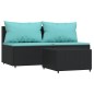 vidaXL Set de muebles de jardín 3 pzas y cojines ratán sintético negro vidaXL Set de muebles de jardín 3 pzas y cojines ratán sintético negro