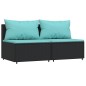 vidaXL Set de muebles de jardín 3 pzas y cojines ratán sintético negro vidaXL Set de muebles de jardín 3 pzas y cojines ratán sintético negro