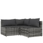 vidaXL Set de muebles de jardín 3 pzas y cojines ratán sintético gris vidaXL Set de muebles de jardín 3 pzas y cojines ratán sintético gris