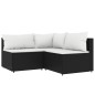 vidaXL Set de muebles de jardín 3 pzas y cojines ratán sintético negro vidaXL Set de muebles de jardín 3 pzas y cojines ratán sintético negro