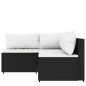 vidaXL Set de muebles de jardín 3 pzas y cojines ratán sintético negro vidaXL Set de muebles de jardín 3 pzas y cojines ratán sintético negro
