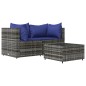 vidaXL Set de muebles de jardín 3 pzas y cojines ratán sintético gris vidaXL Set de muebles de jardín 3 pzas y cojines ratán sintético gris