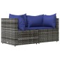 vidaXL Set de muebles de jardín 3 pzas y cojines ratán sintético gris vidaXL Set de muebles de jardín 3 pzas y cojines ratán sintético gris