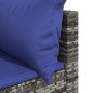 vidaXL Set de muebles de jardín 3 pzas y cojines ratán sintético gris vidaXL Set de muebles de jardín 3 pzas y cojines ratán sintético gris