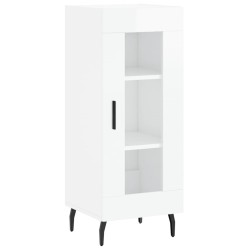 vidaXL Aparador de madera contrachapada blanco brillante 34,5x34x90 cm