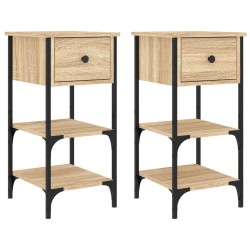 vidaXL Mesitas noche 2 uds madera ingeniería roble Sonoma 34x36x70 cm