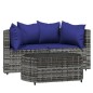 vidaXL Set de muebles de jardín 3 pzas y cojines ratán sintético gris vidaXL Set de muebles de jardín 3 pzas y cojines ratán sintético gris