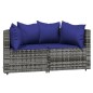 vidaXL Set de muebles de jardín 3 pzas y cojines ratán sintético gris vidaXL Set de muebles de jardín 3 pzas y cojines ratán sintético gris