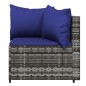 vidaXL Set de muebles de jardín 3 pzas y cojines ratán sintético gris vidaXL Set de muebles de jardín 3 pzas y cojines ratán sintético gris
