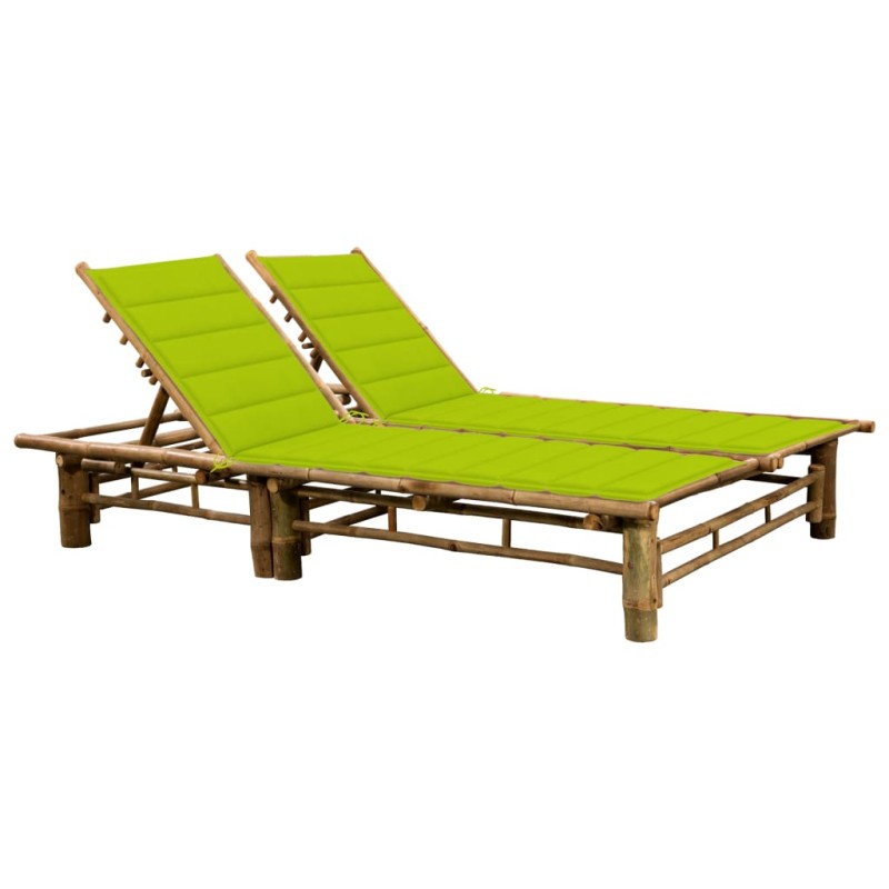 vidaXL Tumbona con cojines para 2 personas bambú vidaXL Tumbona con cojines para 2 personas bambú