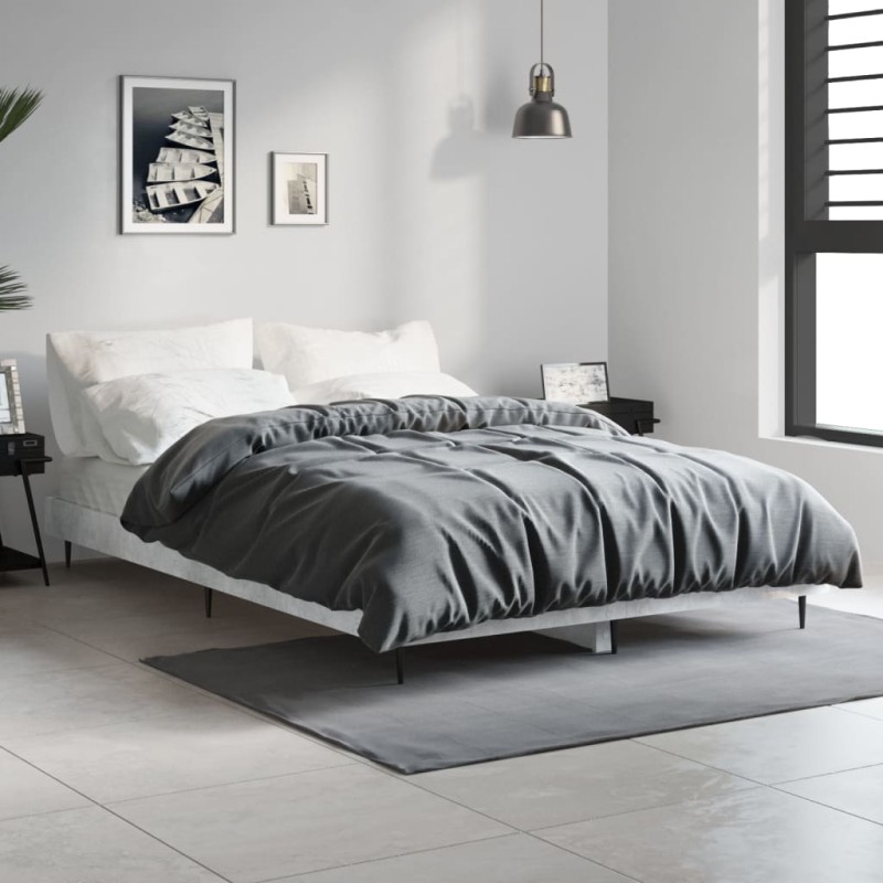 vidaXL Estructura de cama madera contrachapada gris hormigón 120x190cm vidaXL Estructura de cama madera contrachapada gris hormigón 120x190cm