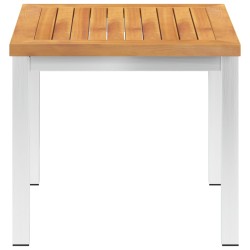 vidaXL Mesa auxiliar jardín madera acacia acero inoxidable 45x45x38cm