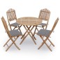 vidaXL Set de comedor exterior plegable 5 piezas con cojines bambú vidaXL Set de comedor exterior plegable 5 piezas con cojines bambú