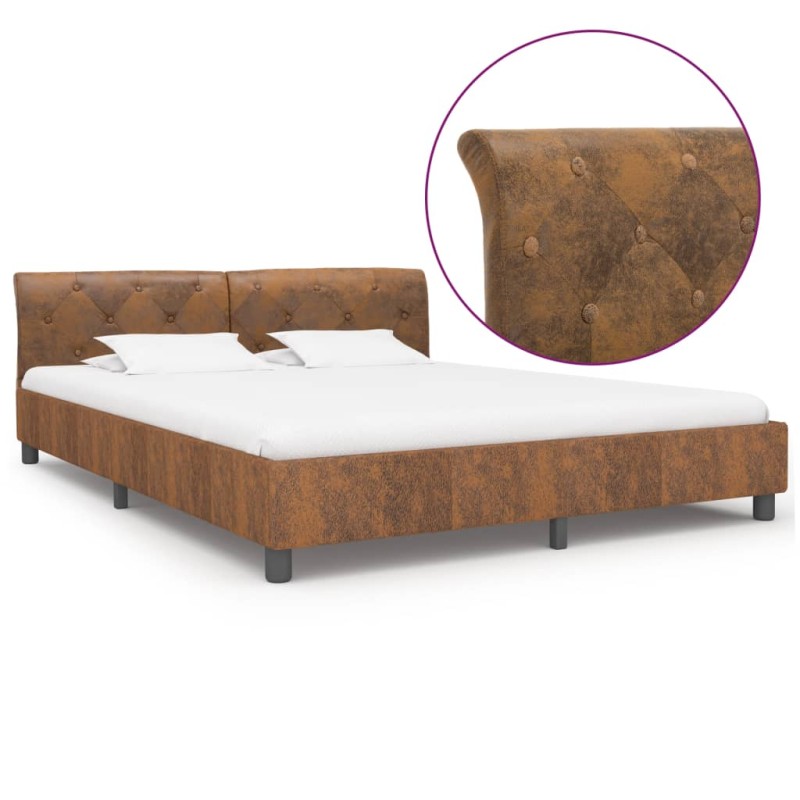 vidaXL Estructura de cama de piel de ante artificial marrón 180x200 cm vidaXL Estructura de cama de piel de ante artificial marrón 180x200 cm