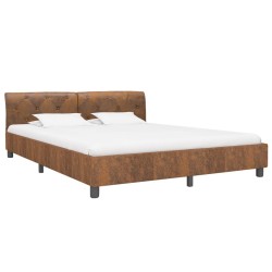 vidaXL Estructura de cama de piel de ante artificial marrón 180x200 cm