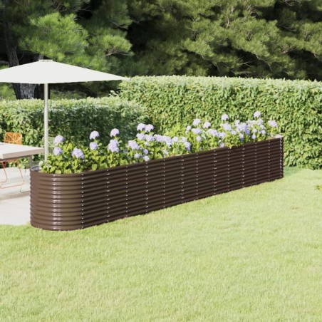 vidaXL Jardinera arriate acero recubrimiento polvo marrón 512x80x68 cm