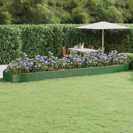 vidaXL Jardinera arriate acero recubrimiento polvo verde 600x140x36 cm