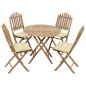 vidaXL Set de comedor de jardín plegable 5 piezas con cojines bambú vidaXL Set de comedor de jardín plegable 5 piezas con cojines bambú
