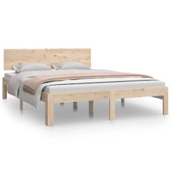 vidaXL Estructura de cama de matrimonio madera maciza 135x190 cm