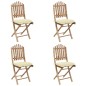 vidaXL Set de comedor de jardín plegable 5 piezas con cojines bambú vidaXL Set de comedor de jardín plegable 5 piezas con cojines bambú