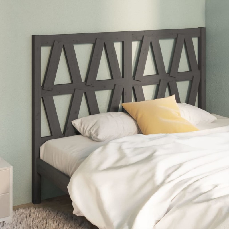 vidaXL Cabecero de cama madera maciza de pino gris 141x4x100 cm vidaXL Cabecero de cama madera maciza de pino gris 141x4x100 cm