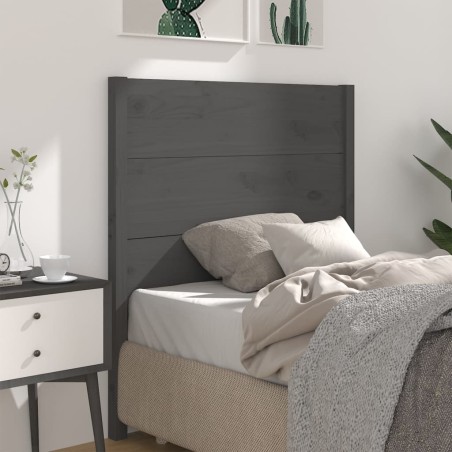 vidaXL Cabecero madera maciza de pino gris 81x4x100 cm