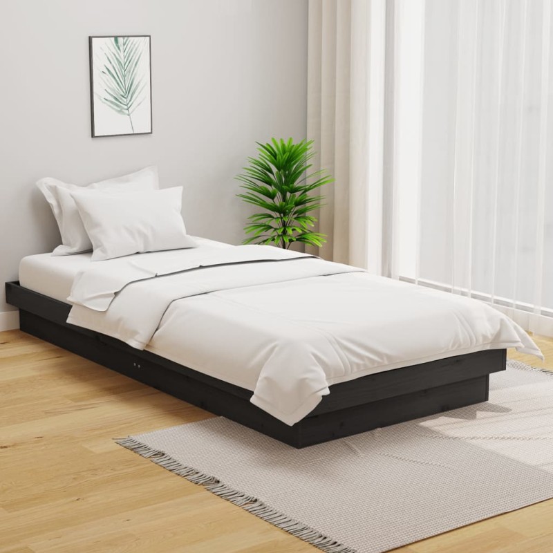vidaXL Estructura de cama madera maciza gris 100x200 cm vidaXL Estructura de cama madera maciza gris 100x200 cm