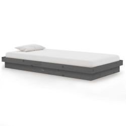 vidaXL Estructura de cama madera maciza gris 100x200 cm