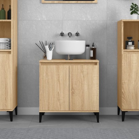 vidaXL Armario de lavabo madera contrachapada roble Sonoma 58x33x60 cm