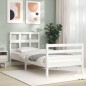vidaXL Estructura de cama con cabecero madera maciza blanco 90x200 cm