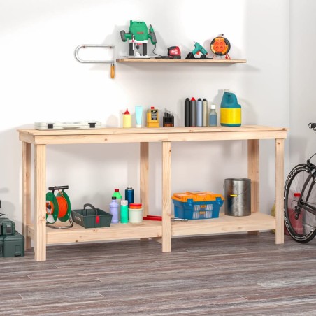 vidaXL Banco de trabajo de madera maciza de pino 180x50x80 cm