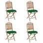 vidaXL Set de comedor de jardín plegable 5 piezas con cojines bambú vidaXL Set de comedor de jardín plegable 5 piezas con cojines bambú