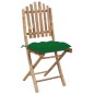 vidaXL Set de comedor de jardín plegable 5 piezas con cojines bambú vidaXL Set de comedor de jardín plegable 5 piezas con cojines bambú