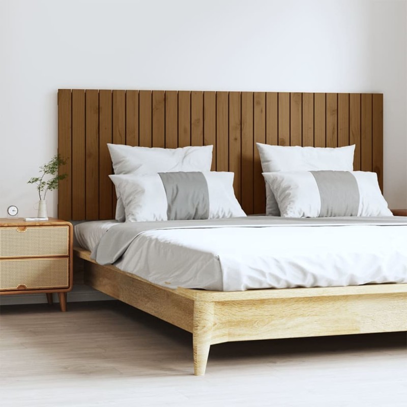 vidaXL Cabecero cama pared madera maciza pino marrón miel 166x3x60 cm vidaXL Cabecero cama pared madera maciza pino marrón miel 166x3x60 cm