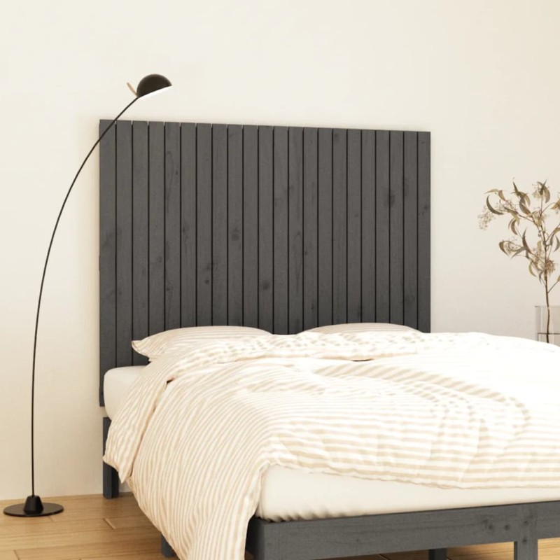 vidaXL Cabecero de cama de pared madera maciza pino gris 140x3x110 cm vidaXL Cabecero de cama de pared madera maciza pino gris 140x3x110 cm