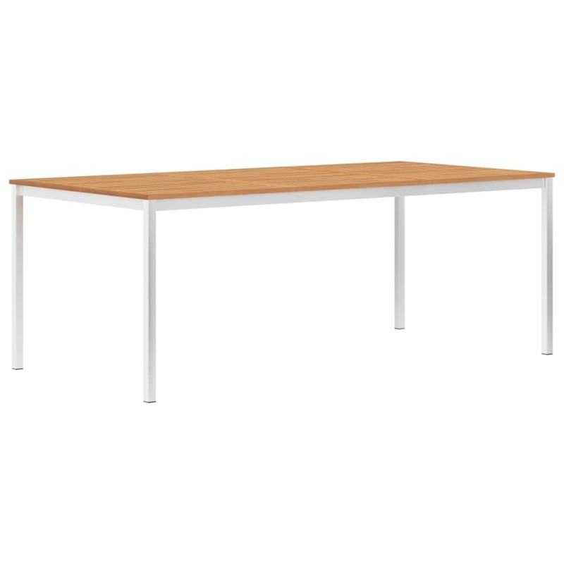 vidaXL Mesa comedor jardín madera teca acero inoxidable 200x100x75 cm