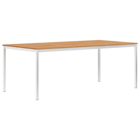 vidaXL Mesa comedor jardín madera teca acero inoxidable 200x100x75 cm