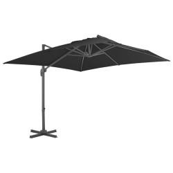 vidaXL Sombrilla voladiza con poste de aluminio negro 3x3 m