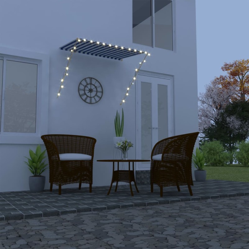 vidaXL Toldo retráctil con LED azul y blanco 150x150 cm vidaXL Toldo retráctil con LED azul y blanco 150x150 cm