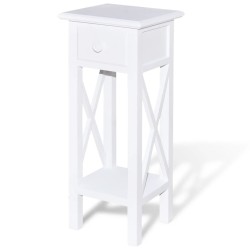 vidaXL Mesita auxiliar con cajón blanca 