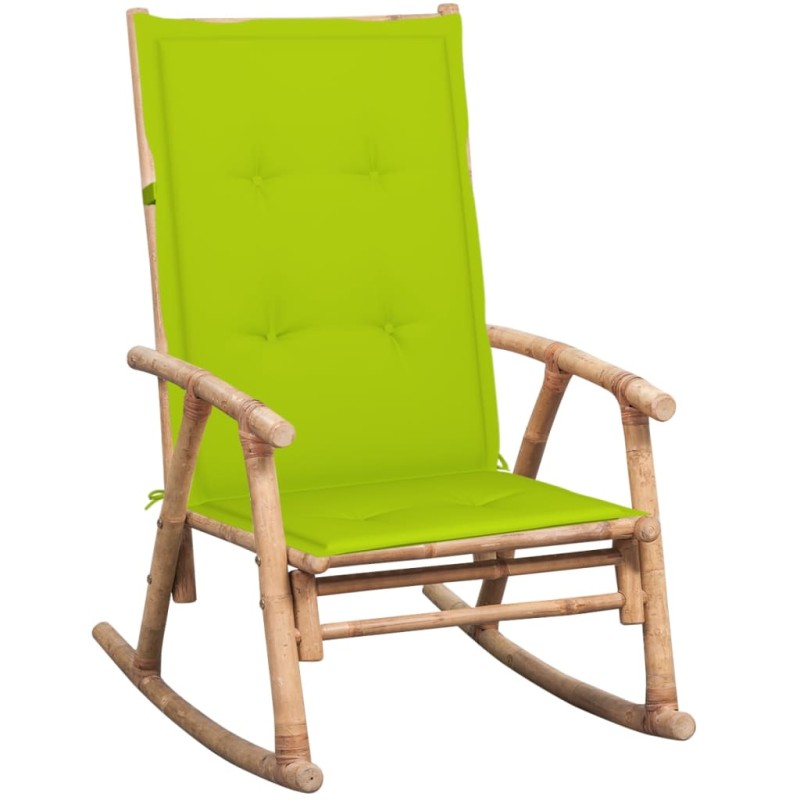 vidaXL Silla mecedora con cojín bambú