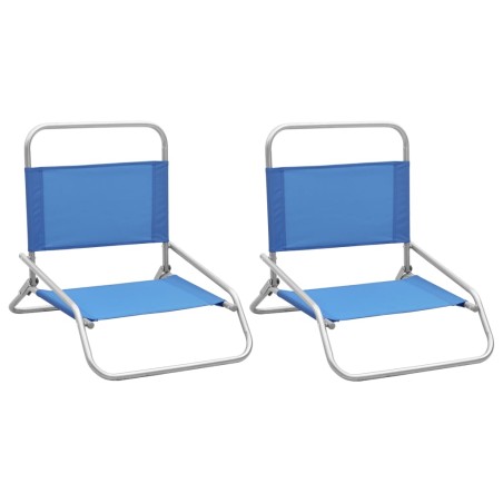 vidaXL Sillas de playa plegables 2 unidades tela azul