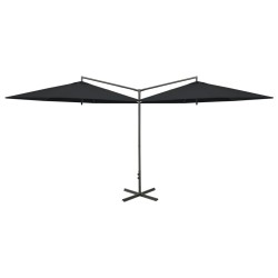 vidaXL Sombrilla doble con palo de acero negro 600 cm 