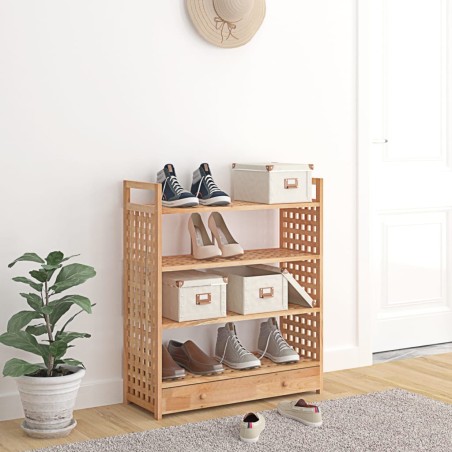 vidaXL Zapatero con cajón madera maciza nogal 70x27x81 cm