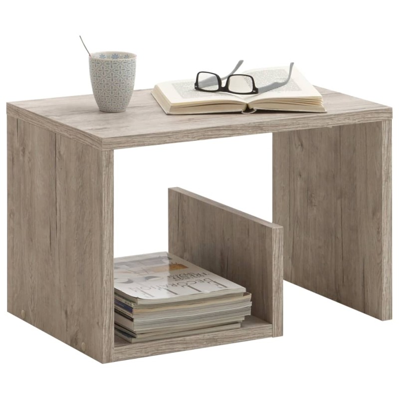 FMD Mesa de centro 2 en 1 color roble arena 59,1x35,8x37,8 cm 