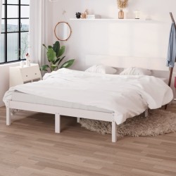 vidaXL Estructura cama madera pino pequeña doble blanca 135x190 cm